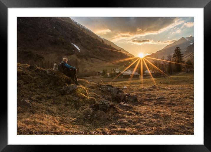 Admiring the sunset in the mountains Framed Mounted Print by Fabrizio Malisan