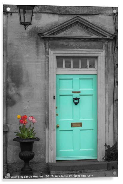 Turquise Front door and Tulips Acrylic by Steve Hughes