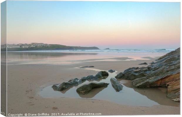 Fistral Beach Sunrise Canvas Print by Diane Griffiths