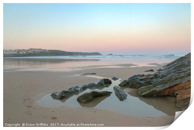 Fistral Beach Sunrise Print by Diane Griffiths