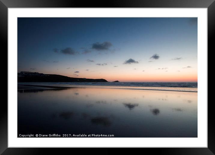 Fistral Beach Twilight Framed Mounted Print by Diane Griffiths