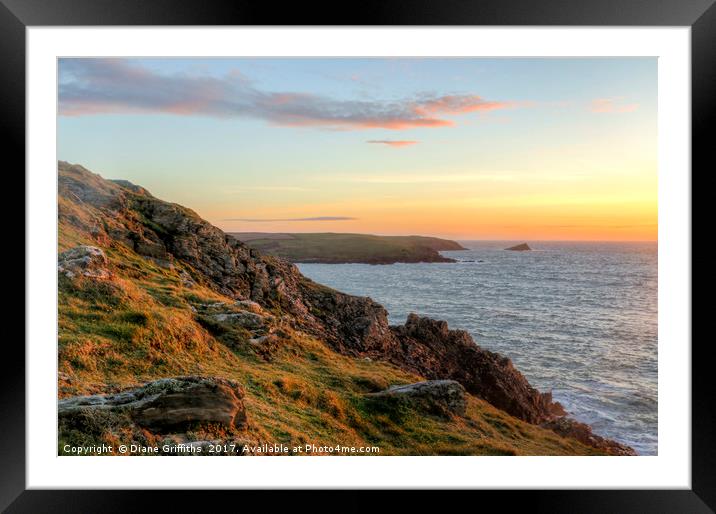 View Pentire East to Pentire West Headland Framed Mounted Print by Diane Griffiths