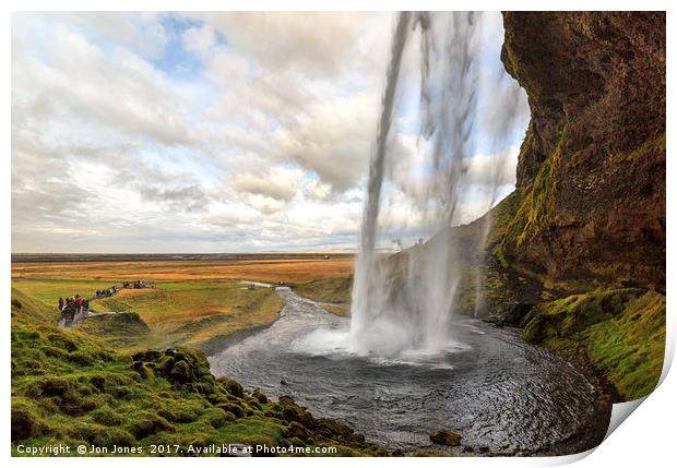 Seljalandsfoss Waterfall, Iceland Print by Jon Jones