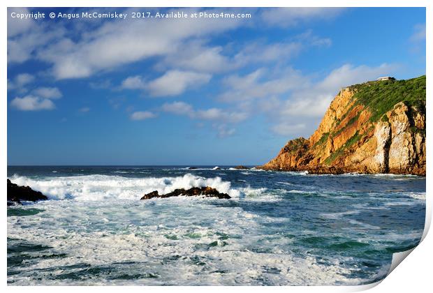 Crashing waves at The Heads at Knysna South Africa Print by Angus McComiskey