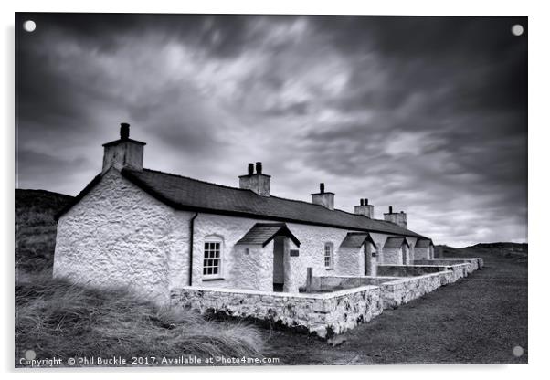 Pilots Cottages Llanddwyn Island Acrylic by Phil Buckle