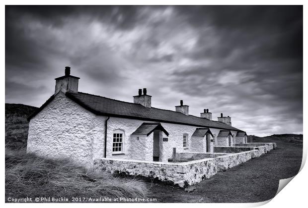 Pilots Cottages Llanddwyn Island Print by Phil Buckle