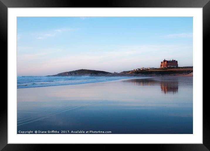 Fistral Beach and the Headland Hotel Framed Mounted Print by Diane Griffiths