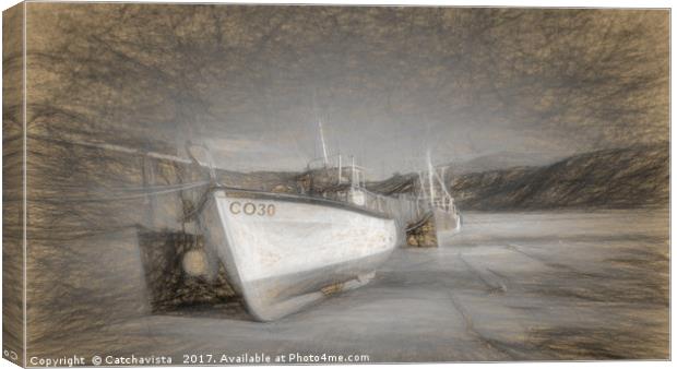 Fishing boat at Nefyn Canvas Print by Catchavista 