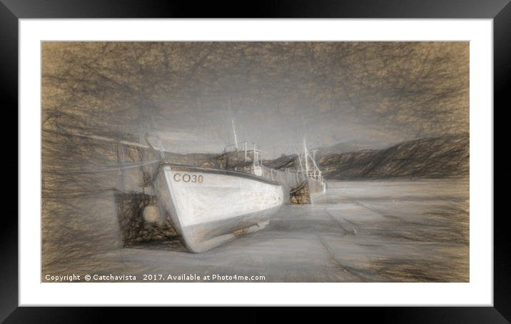 Fishing boat at Nefyn Framed Mounted Print by Catchavista 