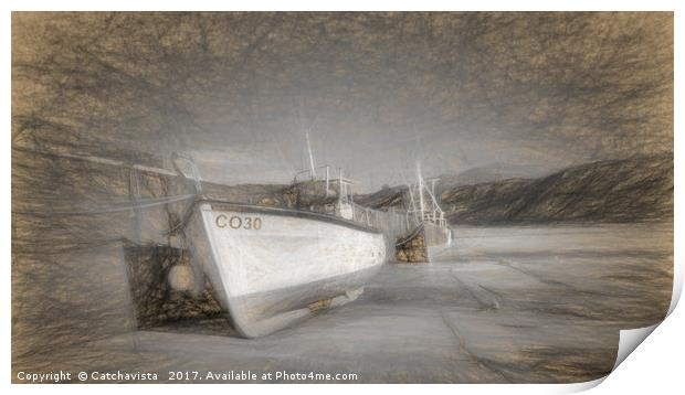 Fishing boat at Nefyn Print by Catchavista 
