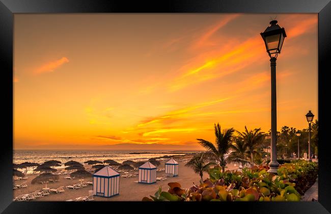 Costa Adeje Golden Sunset Framed Print by Naylor's Photography