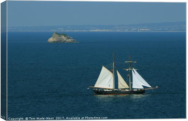 Tall Ship Passing Thatcher's Rock Canvas Print by Tom Wade-West