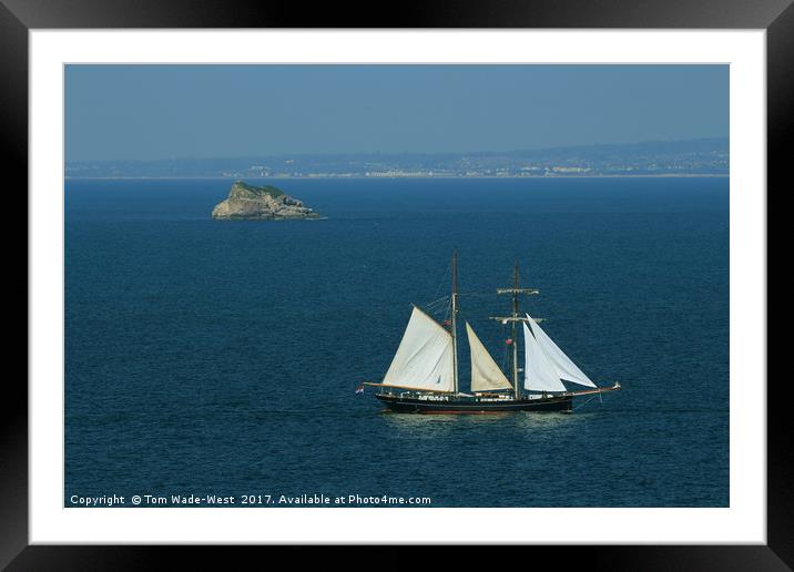 Tall Ship Passing Thatcher's Rock Framed Mounted Print by Tom Wade-West