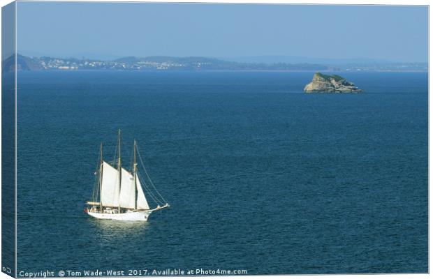 Tall Ship Passing Thatcher's Rock Canvas Print by Tom Wade-West