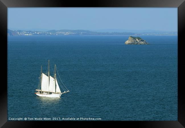 Tall Ship Passing Thatcher's Rock Framed Print by Tom Wade-West