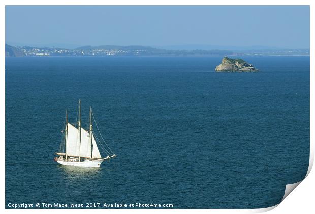 Tall Ship Passing Thatcher's Rock Print by Tom Wade-West