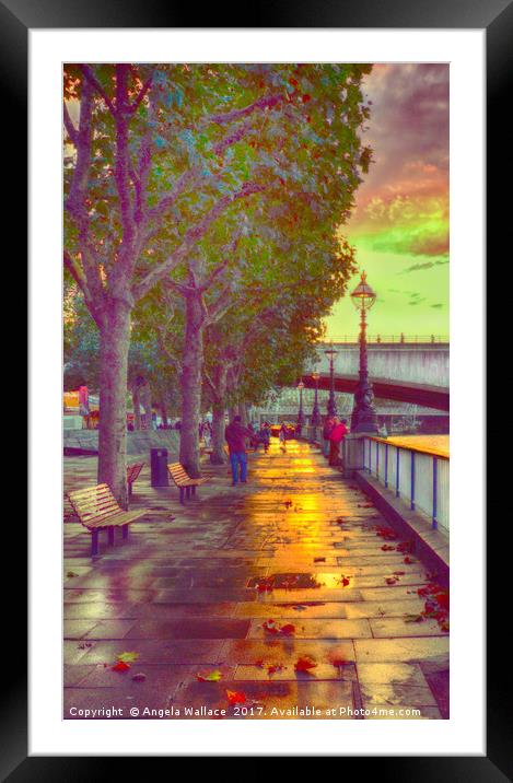 Sunset by the Thames Framed Mounted Print by Angela Wallace