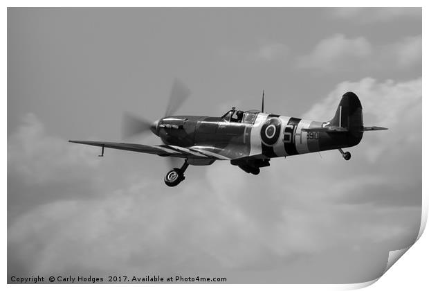 Spitfire AB910 Peter John I in D Day stripes Print by Carly Hodges