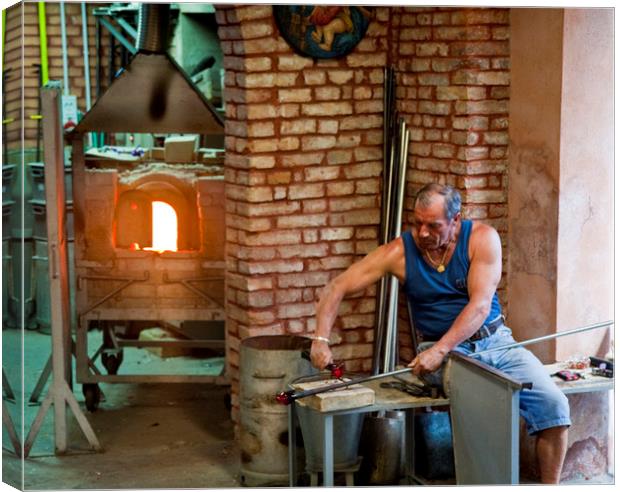 Glass Blower in Murano Canvas Print by Darryl Brooks