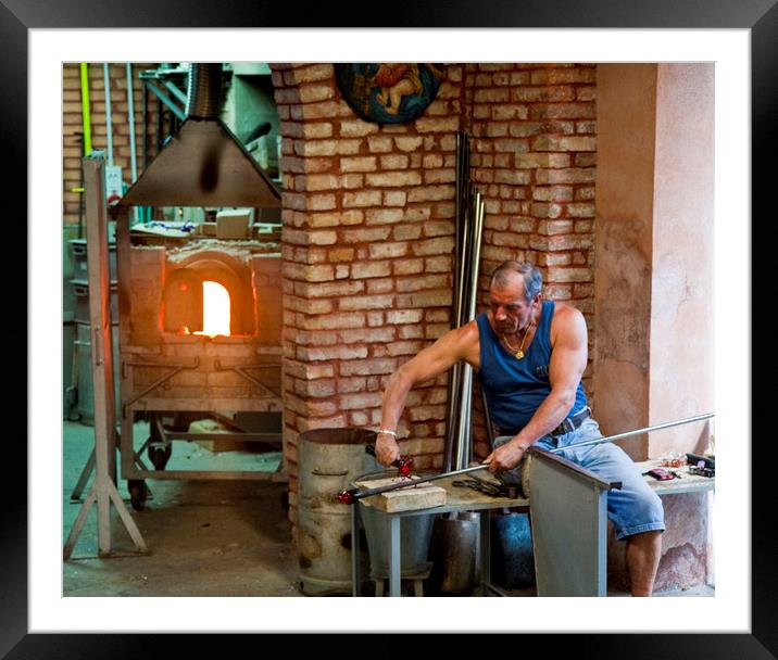 Glass Blower in Murano Framed Mounted Print by Darryl Brooks