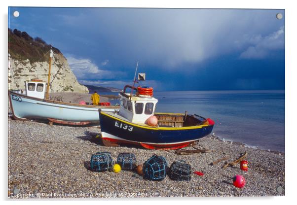  Beer, Devon, Fishing Boats on Beach Acrylic by Paul F Prestidge