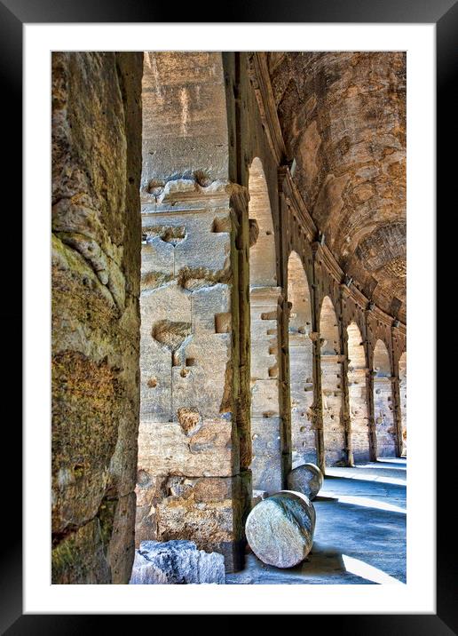 Colonnade Under Coliseum Framed Mounted Print by Darryl Brooks