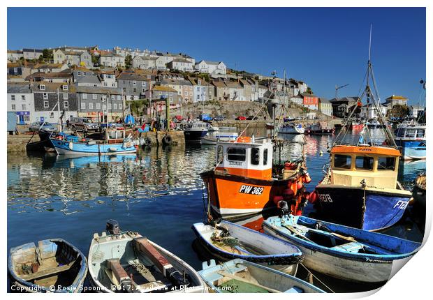 Colourful boats at Mevagissey Print by Rosie Spooner