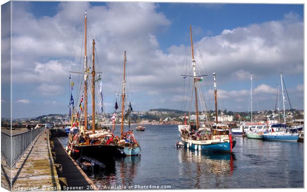 Tall Ships and Small Ships at Torquay Harbour Canvas Print by Rosie Spooner