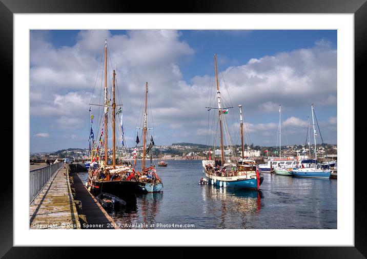 Tall Ships and Small Ships at Torquay Harbour Framed Mounted Print by Rosie Spooner