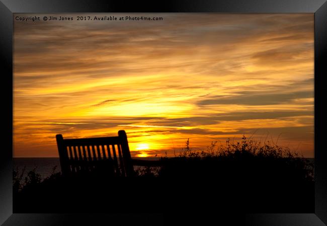 Take a seat for sunrise Framed Print by Jim Jones