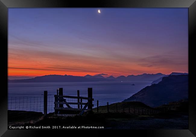 Sunrise over Raasay and south Skye. Framed Print by Richard Smith