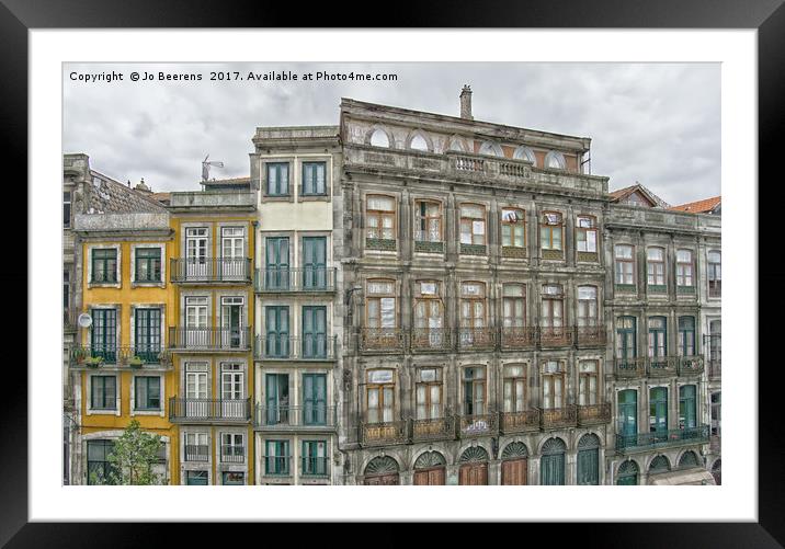 porto apartment facades Framed Mounted Print by Jo Beerens