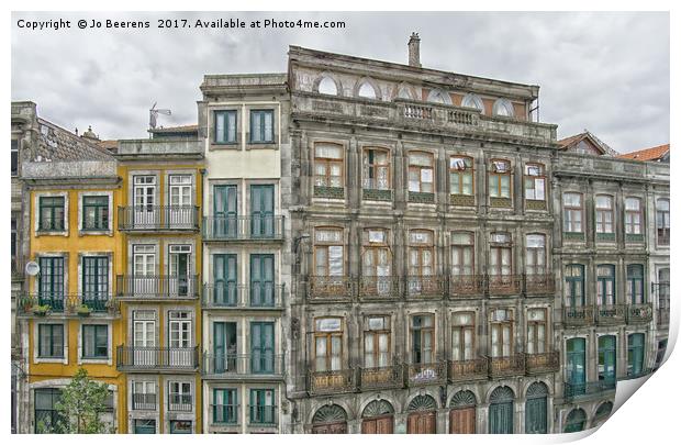 porto apartment facades Print by Jo Beerens