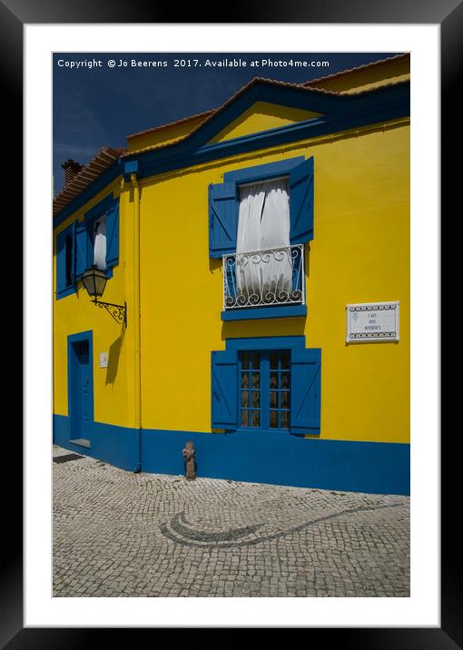 portuguese harbour house Framed Mounted Print by Jo Beerens