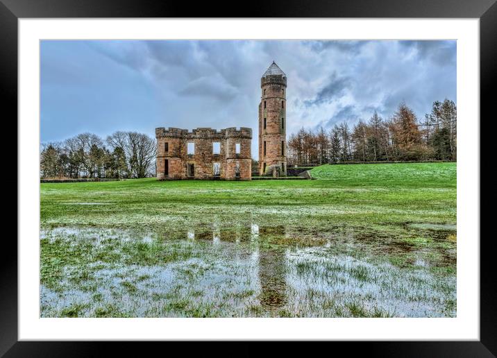 Eglinton Castle Reflection Framed Mounted Print by Valerie Paterson