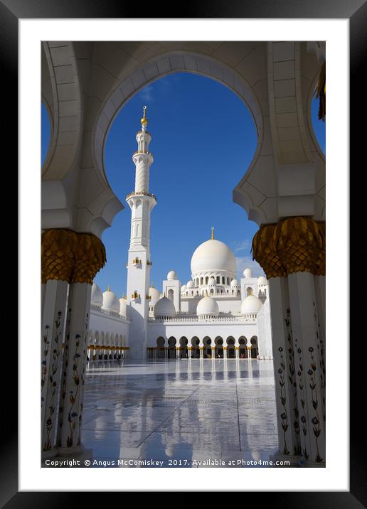 Through arch to Inner Courtyard of Grand Mosque Framed Mounted Print by Angus McComiskey