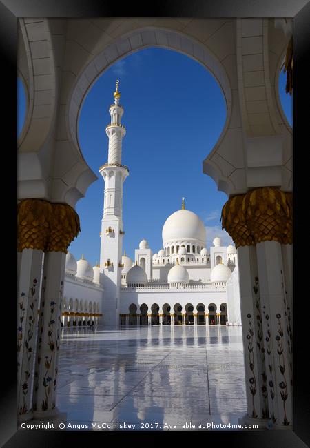 Through arch to Inner Courtyard of Grand Mosque Framed Print by Angus McComiskey