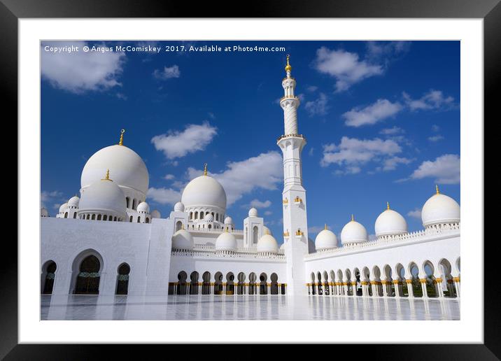 Inner Courtyard of Grand Mosque Abu Dhabi Framed Mounted Print by Angus McComiskey