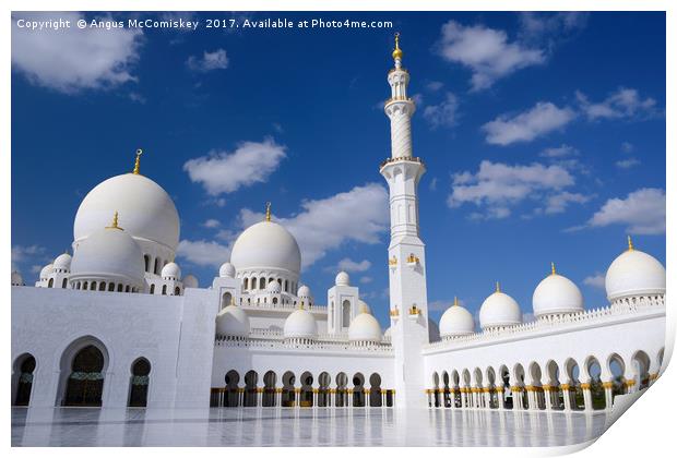 Inner Courtyard of Grand Mosque Abu Dhabi Print by Angus McComiskey