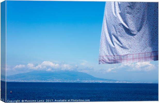 neapolitan coast fron Sorrento with hanging clothes Canvas Print by Massimo Lama
