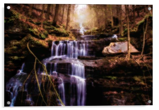 Dreamy Mysterious Waterfall Acrylic by Sarah Ball