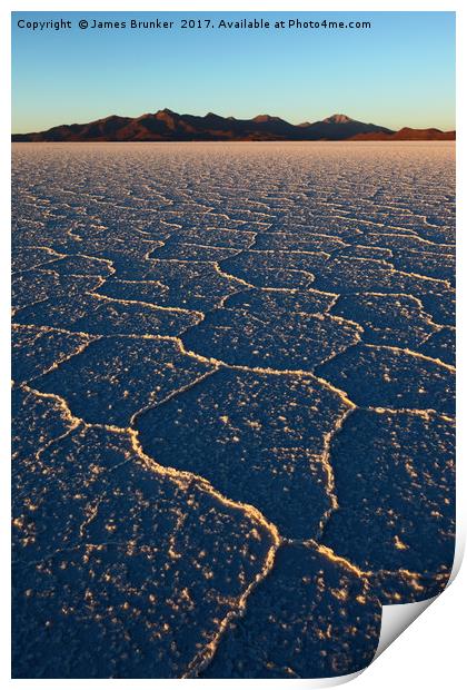 Salar de Uyuni Salt Textures at Sunrise Bolivia Print by James Brunker