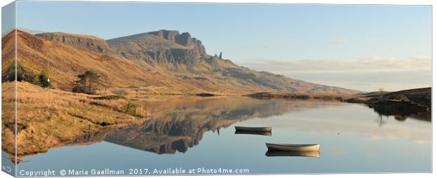 The Storr reflecting in Loch Fada - Panorama Canvas Print by Maria Gaellman