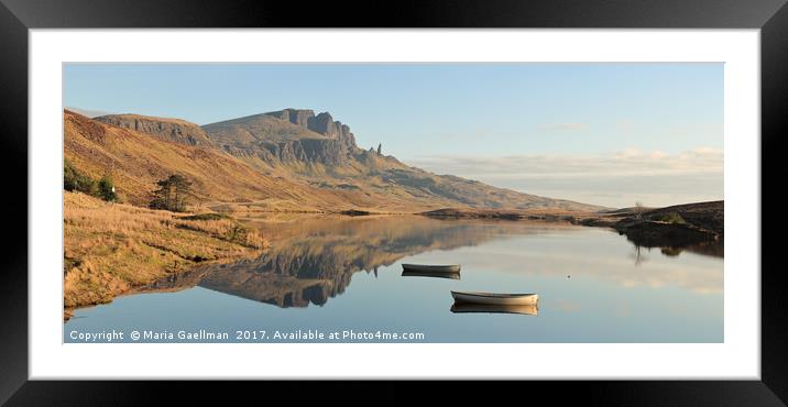 The Storr reflecting in Loch Fada - Panorama Framed Mounted Print by Maria Gaellman
