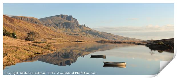 The Storr reflecting in Loch Fada - Panorama Print by Maria Gaellman