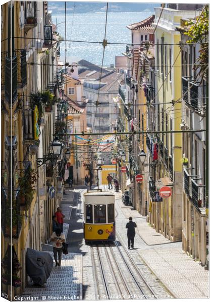 Lisbon street view Canvas Print by Steve Hughes