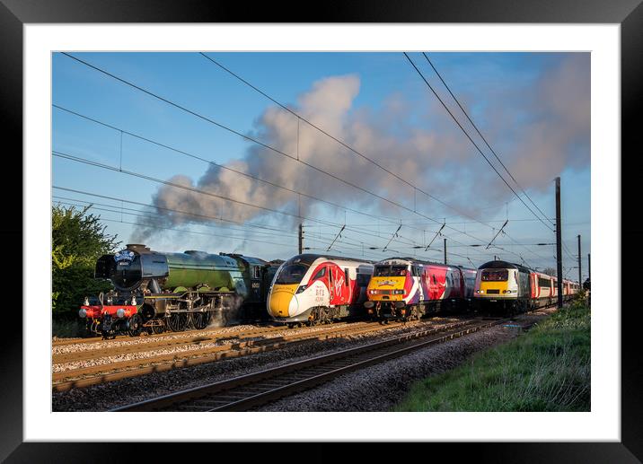 4 Trains Framed Mounted Print by Dave Hudspeth Landscape Photography