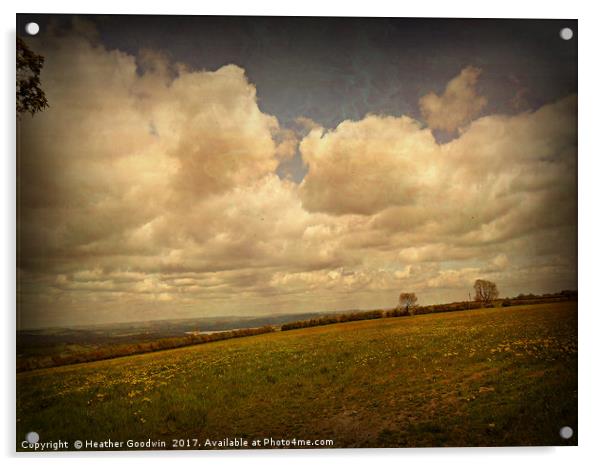 Clouds Over Blagdon Lakes. Acrylic by Heather Goodwin