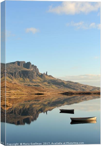 The Storr reflecting in Loch Fada Canvas Print by Maria Gaellman