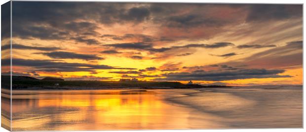 Sunset Reflections on Bamburgh Beach Canvas Print by Naylor's Photography